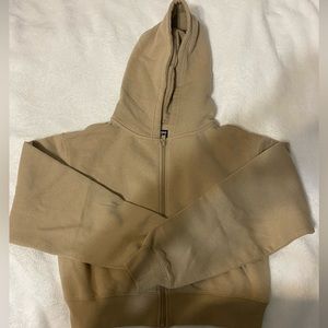 2/$10. Tan Ardene Cropped Zip-up Hoodie. Size Medium.